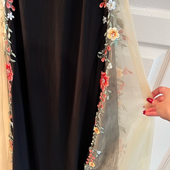 Jovani Side Sheer Flower Black Gown - Picture 2 of 5